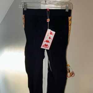 Kappa Black Joggers with Yellow Logo Tape